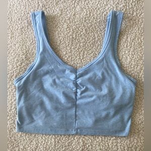 Blue workout crop top, size large